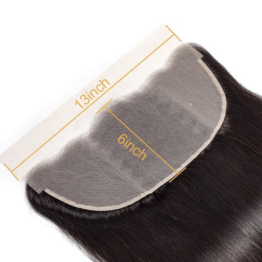 VSHOW HAIR Premium 9A Peruvian Human Virgin Hair Straight 3 Bundles with Pre Plucked 13x4 Frontal Natural Black - Image 3