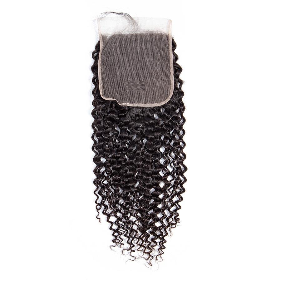 VSHOW HAIR Premium 9A Indian Human Virgin Hair Kinky Curly 3 Bundles with Pre Plucked Closure Deal Natural Black - Image 4