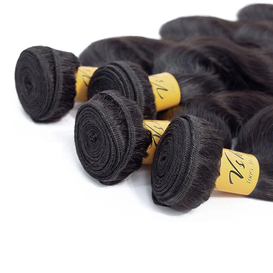 VSHOW HAIR Premium 9A Malaysian Virgin Human Hair Body Wave 3 or 4 Bundles with Closure - Image 2