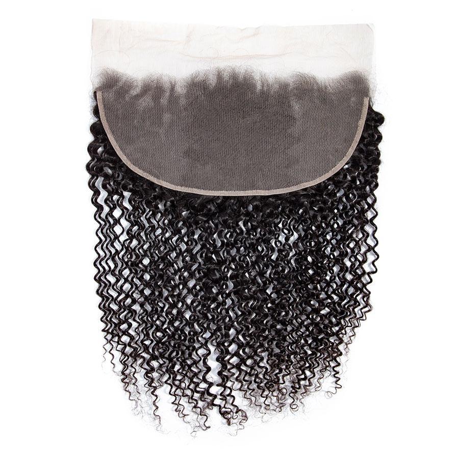 VSHOW HAIR Premium 9A Brazilian Human Virgin Hair Kinky Curly 3 Bundles with Pre Plucked 13x4 Frontal Natural Black - Image 4