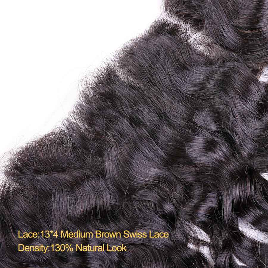VSHOW HAIR Premium 9A Brazilian Human Virgin Hair Natural Wave 3 Bundles with Pre Plucked 13x4 Frontal Natural Black - Image 9