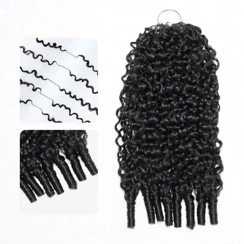 Vshow Burmese Curly Crochet Hair Natural Black Machine Made Feather Soft Curly Hair Bundles - Image 3