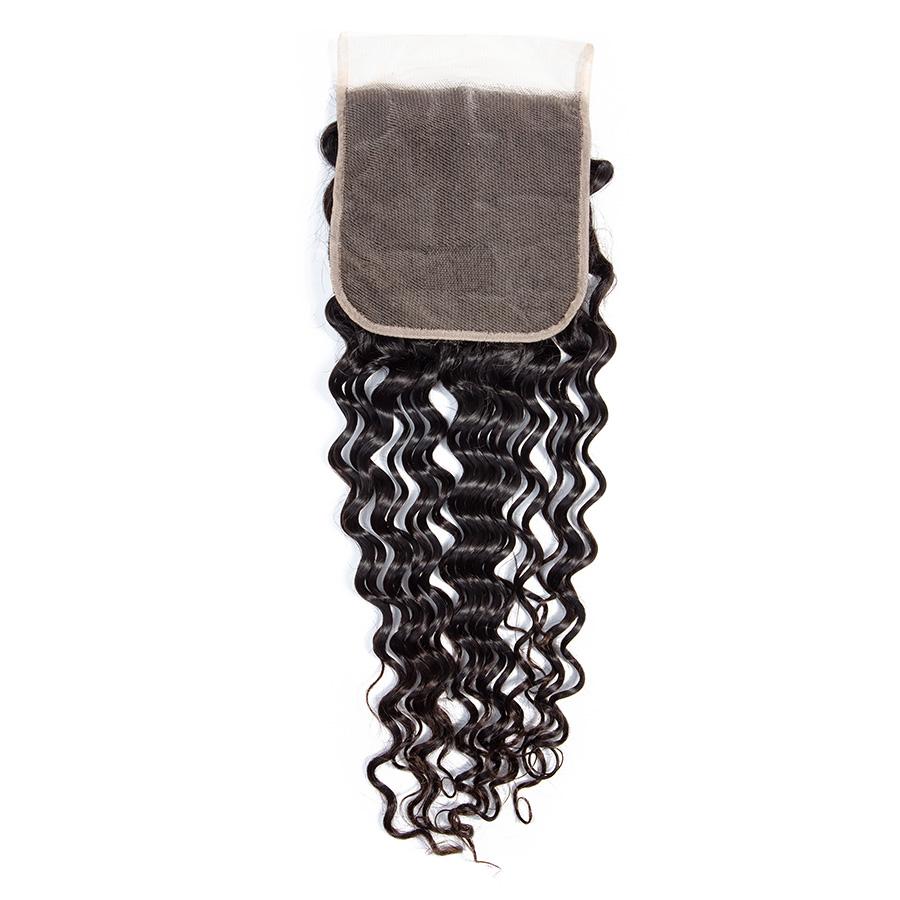 VSHOW HAIR Premium 9A Peruvian Human Virgin Hair Deep Wave 4 Bundles with Pre Plucked Closure Deal Natural Black - Image 4