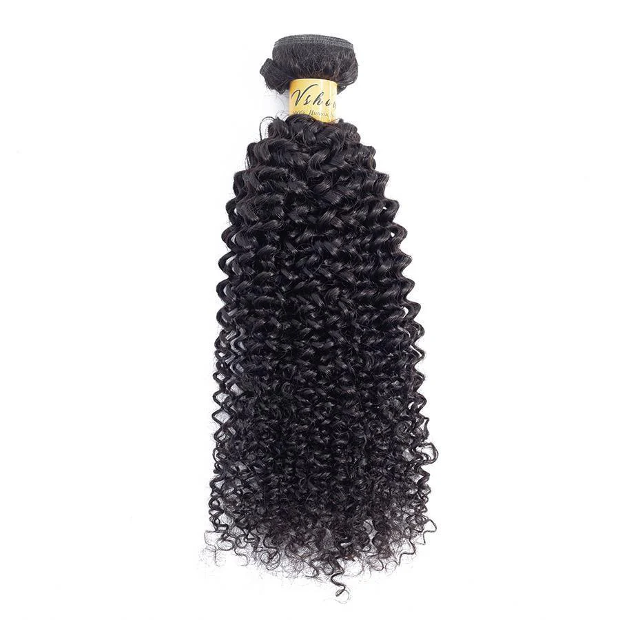 VSHOW HAIR Premium 9A Mongolian Human Virgin Hair Kinky Curly 4 Bundles with Pre Plucked Closure Deal Natural Black - Image 7