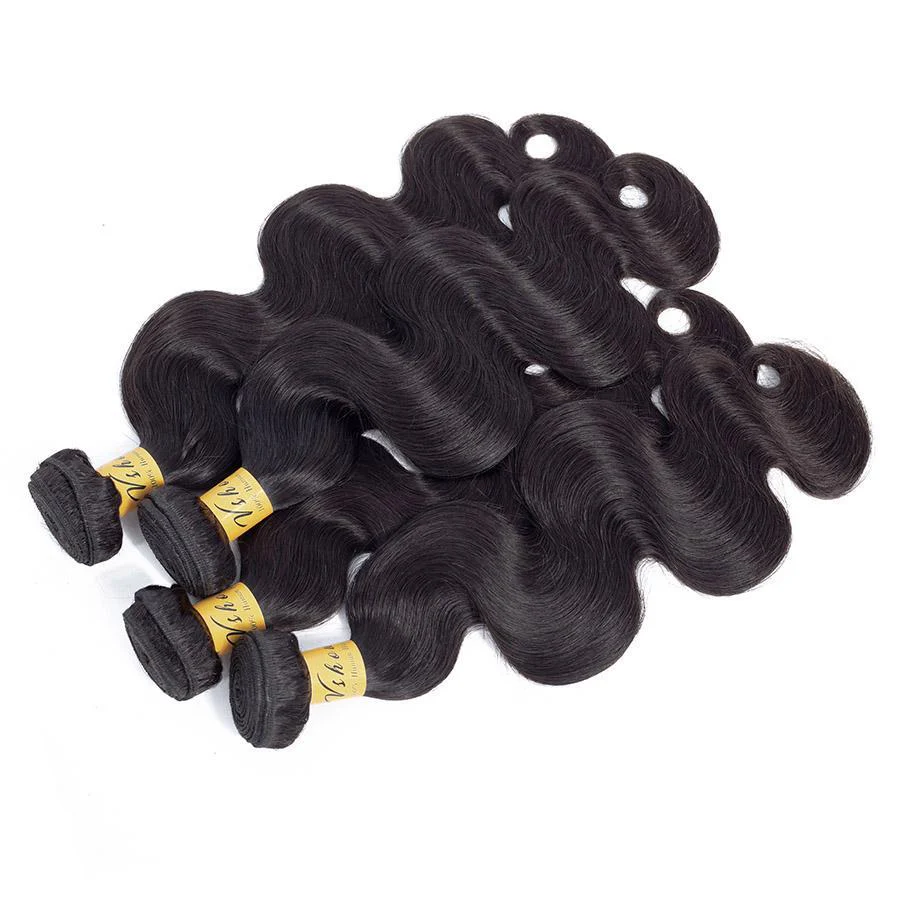 VSHOW HAIR Premium 9A Malaysian Human Virgin Hair Body Wave 4 Bundles with Pre Plucked Closure Deal Natural Black - Image 7