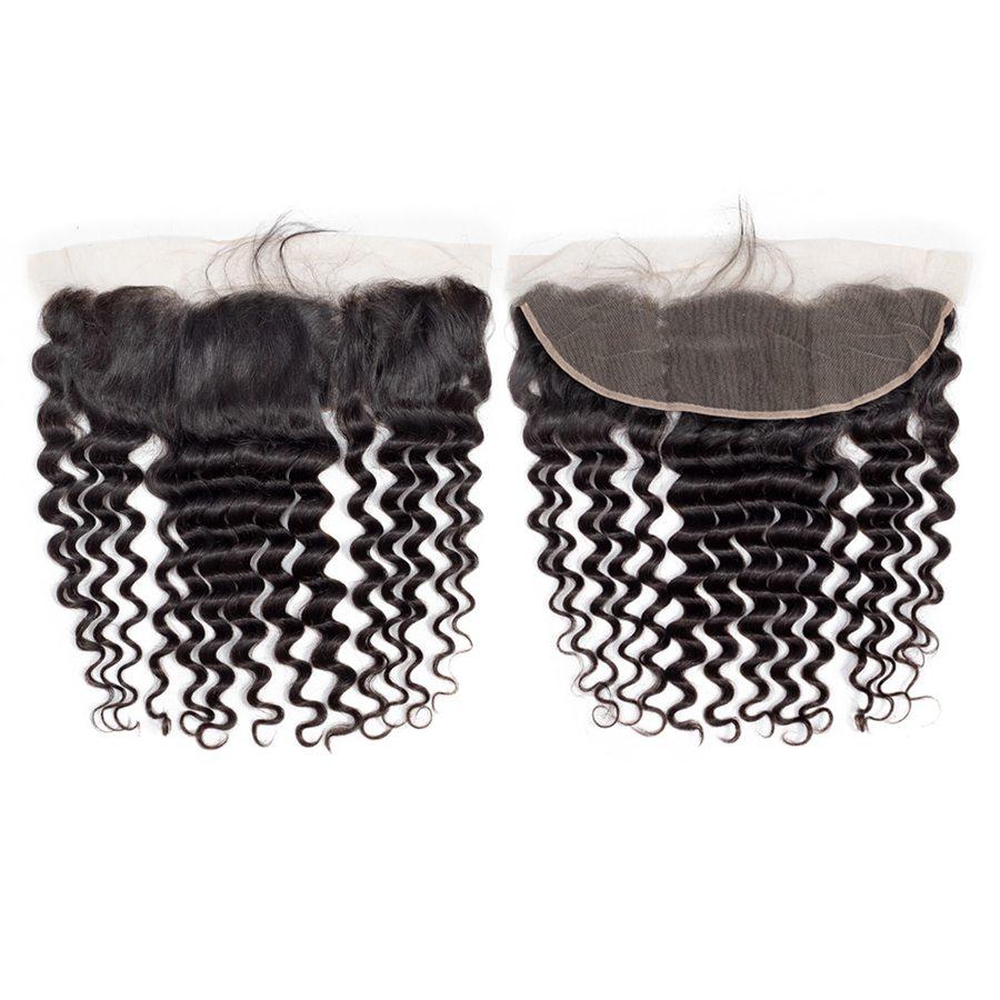 VSHOW HAIR Premium 9A Malaysian Human Virgin Hair Loose Deep Wave 3 Bundles with Pre Plucked 13x4 Frontal Natural Black - Image 5